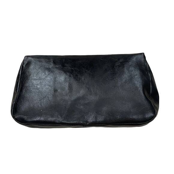 Barneys New York Black Leather Fold-Over Clutch / Shoulder Bag (Missing Strap) - Picture 5 of 8